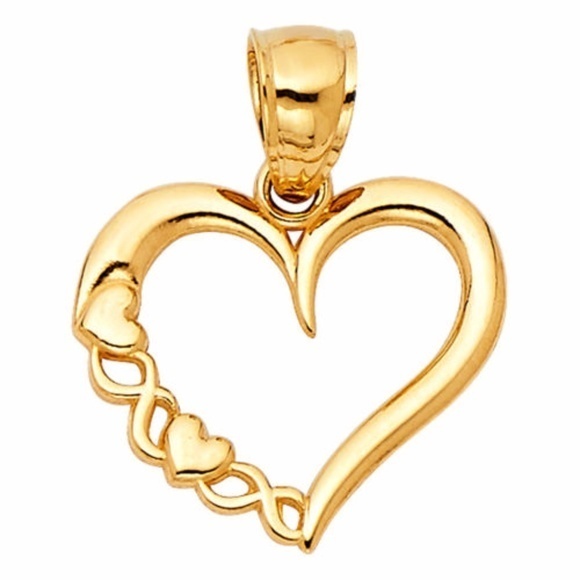 Jewelry - 14k Solid Yellow Gold Open Heart Pendant